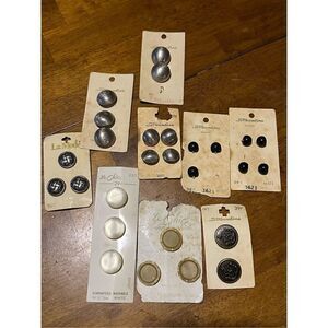 Vintage Button Lot Metal and Plastic on Cards USA 27 Pieces Old Stock